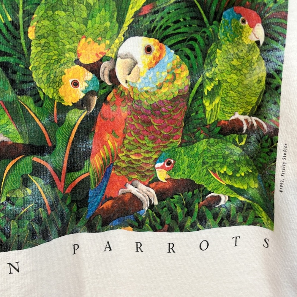 Amazon Parrots Tropical Jungle Long Sleeve Tee Shirt 1992 Firefly Studios Birds - Picture 9 of 17
